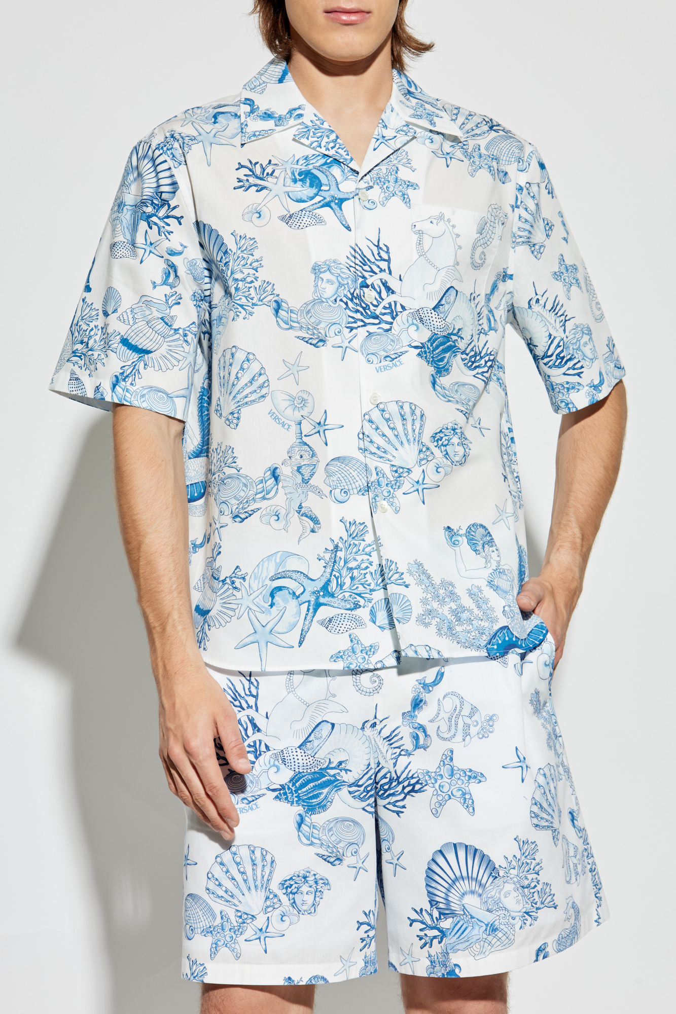 Versace Shirt with `Coral Theatre Allover` print | Men's